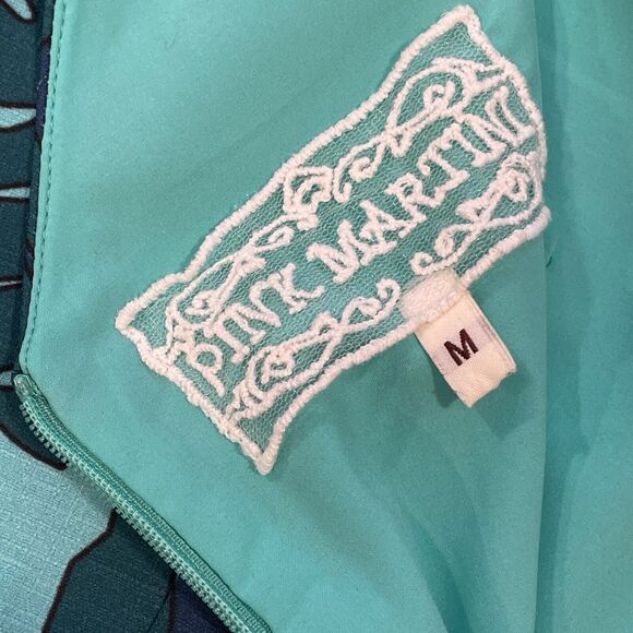 ~ Pink Martini Med Blue Green Tropical A-Line Sleeveless Lined Dress* - Pockets! - Picture 13 of 16